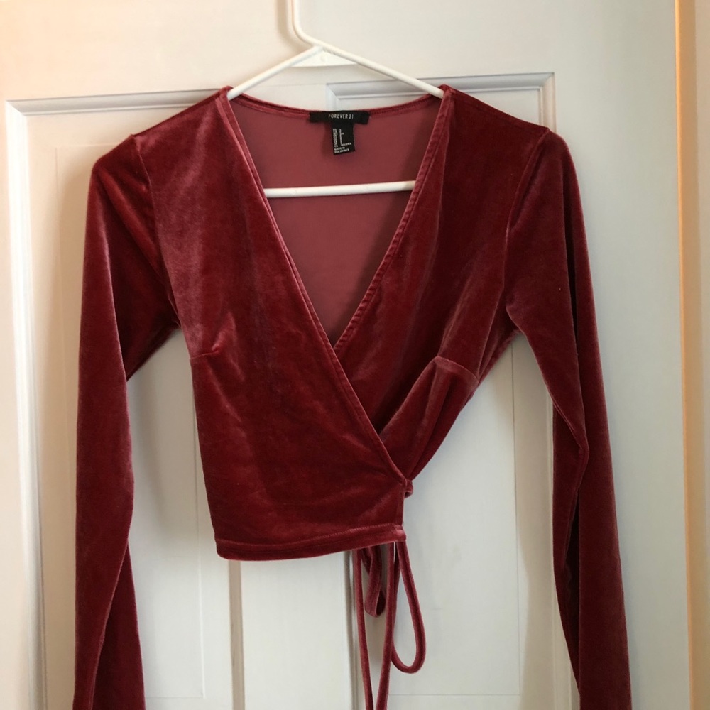 Wrap top red velvet